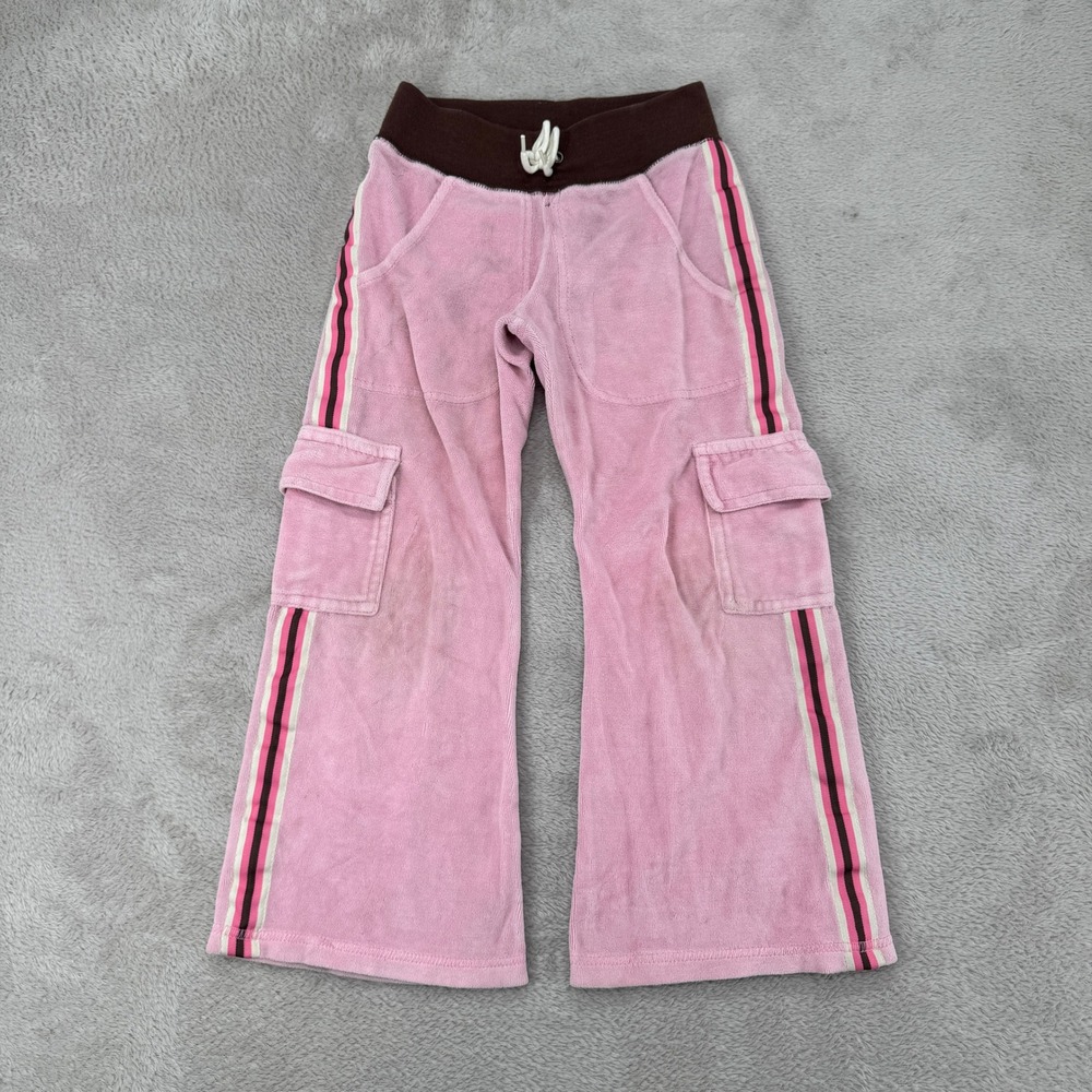Vintage Hello Kitty Girls Velour Flare Pants XS Pink Preowned Y2K Sanrio‎ Cargo